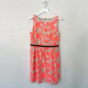 LOFT Cream and Pink Sleeveless Dress size 10